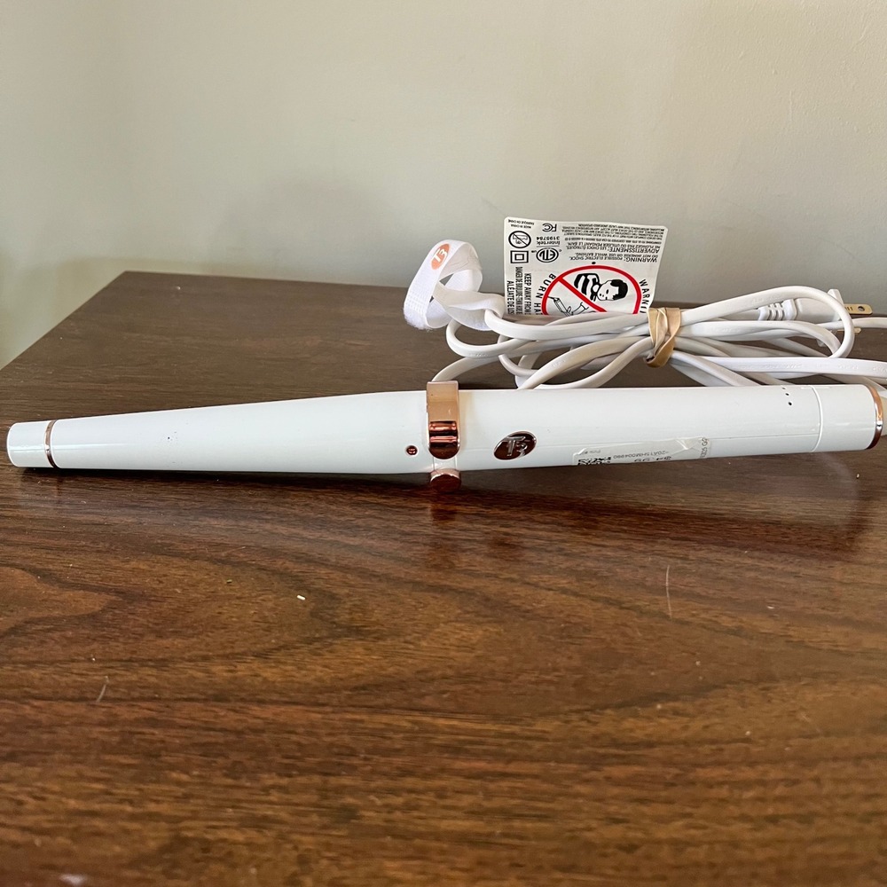 T3 Whirl Trio Tapered Styling Wand Barrel Attachment White Rose Gold Ceramic